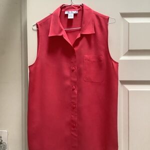 Red Silk Sleeveless Blouse